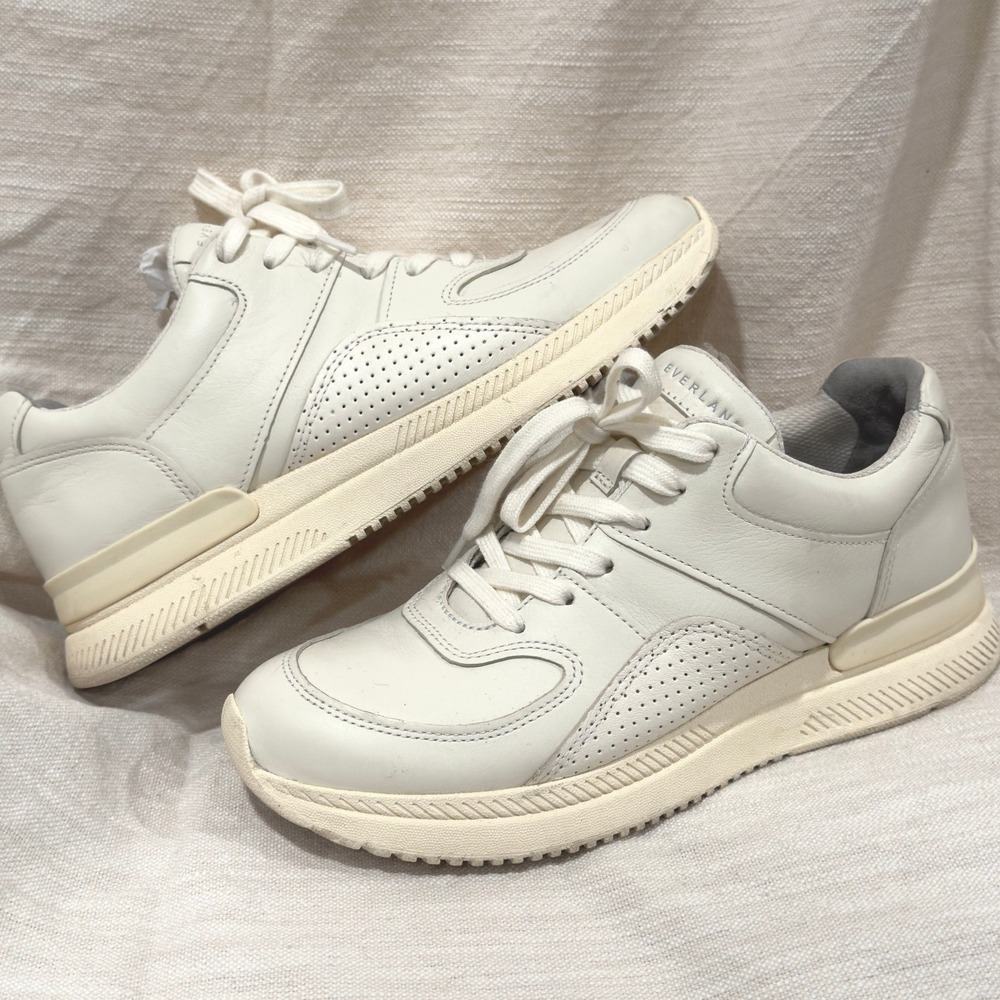 Everlane The Trainer Leather Off White Cream Sneakers Mens 6 Womens 8
